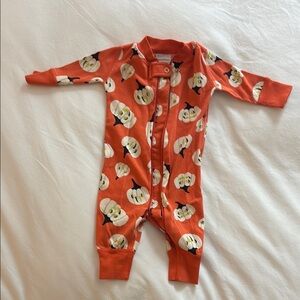 Halloween Glow in the Dark pumpkin jack-o’-lantern PJs Baby Onesie